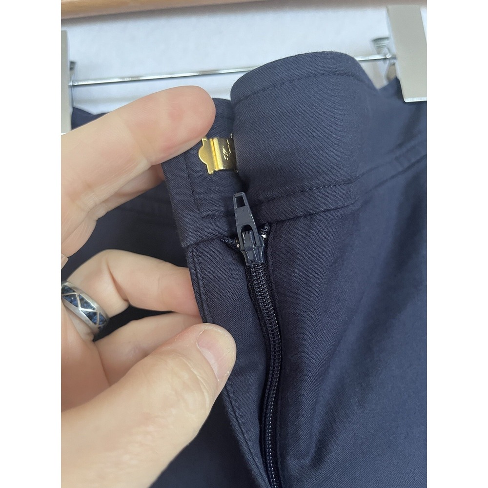 St John Flat Front Shorts Navy Blue Stretch Chino  Casual Bermudas Womens Sz 14 - Picture 4 of 6